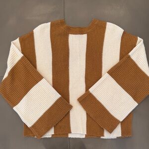 Altar'd State Brown and Cream Striped Sweater